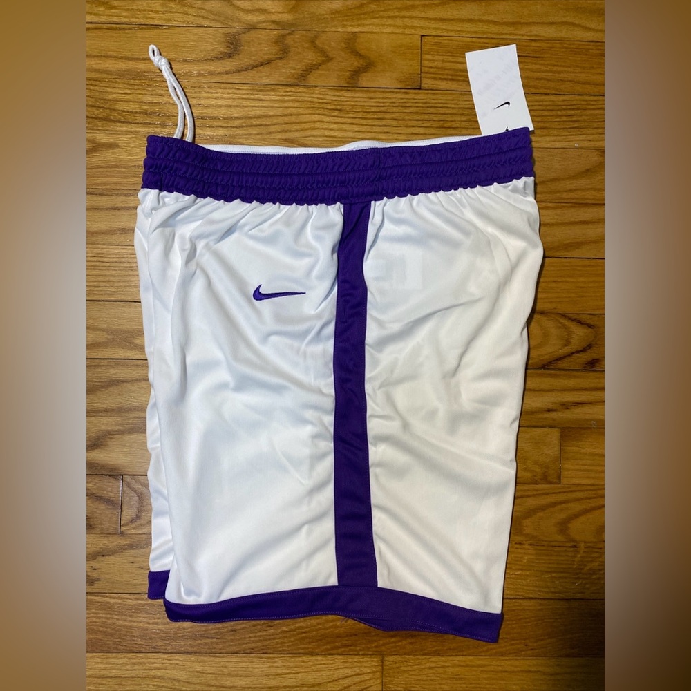 Nike Dri-Fit Crossover basketball Shorts Purple & White Men’s sz L-tall NEW - Picture 7 of 8